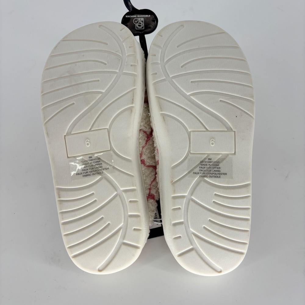 Mia Cozi Slipper Cream/Blush Pink Women Size 6 Faux Fur Slip On Lounge Warm - Picture 10 of 12